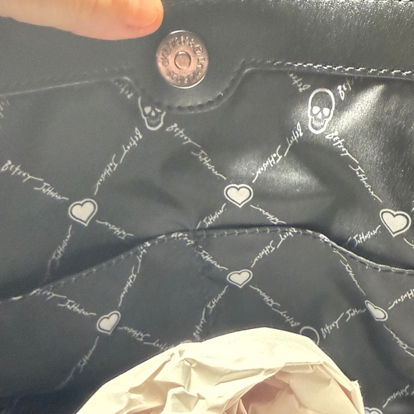 Betsy Johnson Faux Leather Skull Embossed Studded Purse Martini Charm NWT - Picture 11 of 13